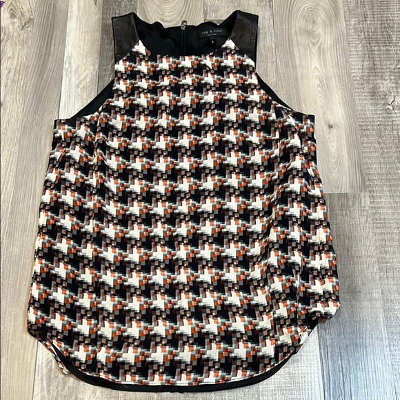 rag & bone Tops - Rag and Bone sleeveless‎ silk & lamb leather top size Small